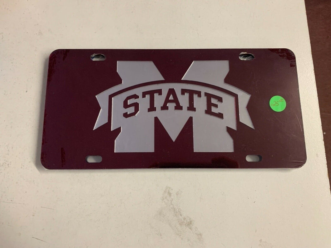 Mississippi State Bulldogs NCAA Mirrored Laser Cut License Plate - Casey's Sports Store