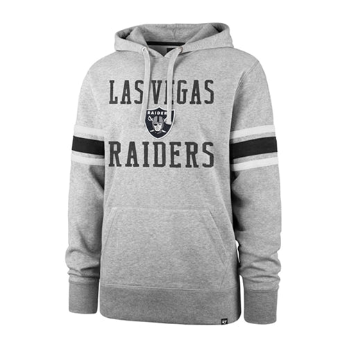Las Vegas Raiders NFL '47 Brand Grey Double Block Sleeve Stripe Men's Hoodie - Casey's Sports Store