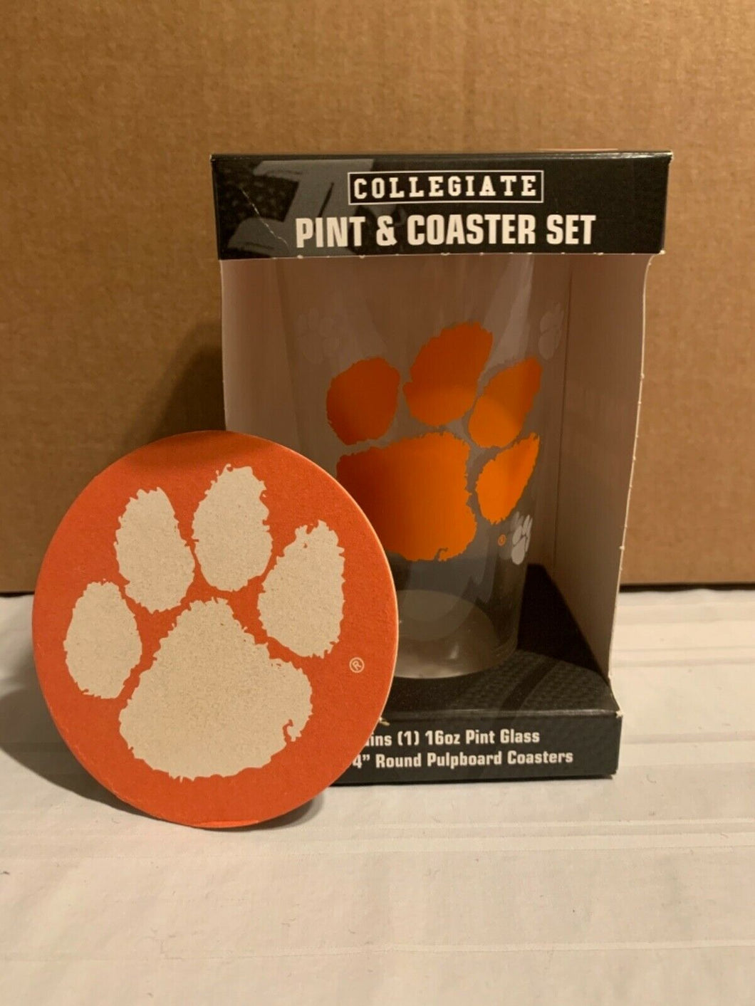 Clemson Tigers NCAA 16oz Glass Mug with 4 Coasters Set Boelter - Casey's Sports Store