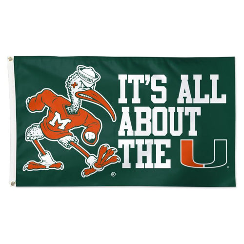 Miami Hurricanes NCAA 3' x 5' Mascot Deluxe Team Flag Wincraft - Casey's Sports Store