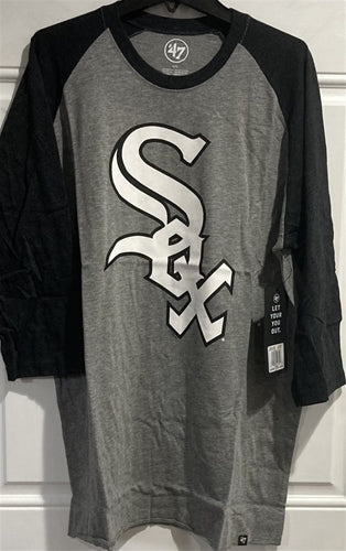 Chicago White Sox MLB '47 Brand Slate Grey Men's Baseball Club Raglan Tee Shirt - Casey's Sports Store