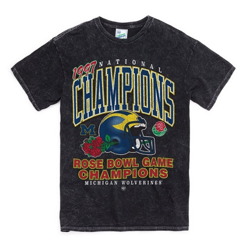 Michigan Wolverines Throwback NCAA '47 Brand Black Rose Bowl Men's 2XL Tee Shirt - Casey's Sports Store