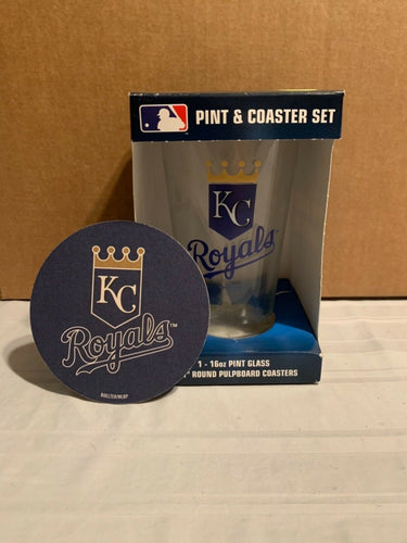 Kansas City Royals MLB 16oz Glass Mug with 4 Coasters Set Boelter Brands - Casey's Sports Store