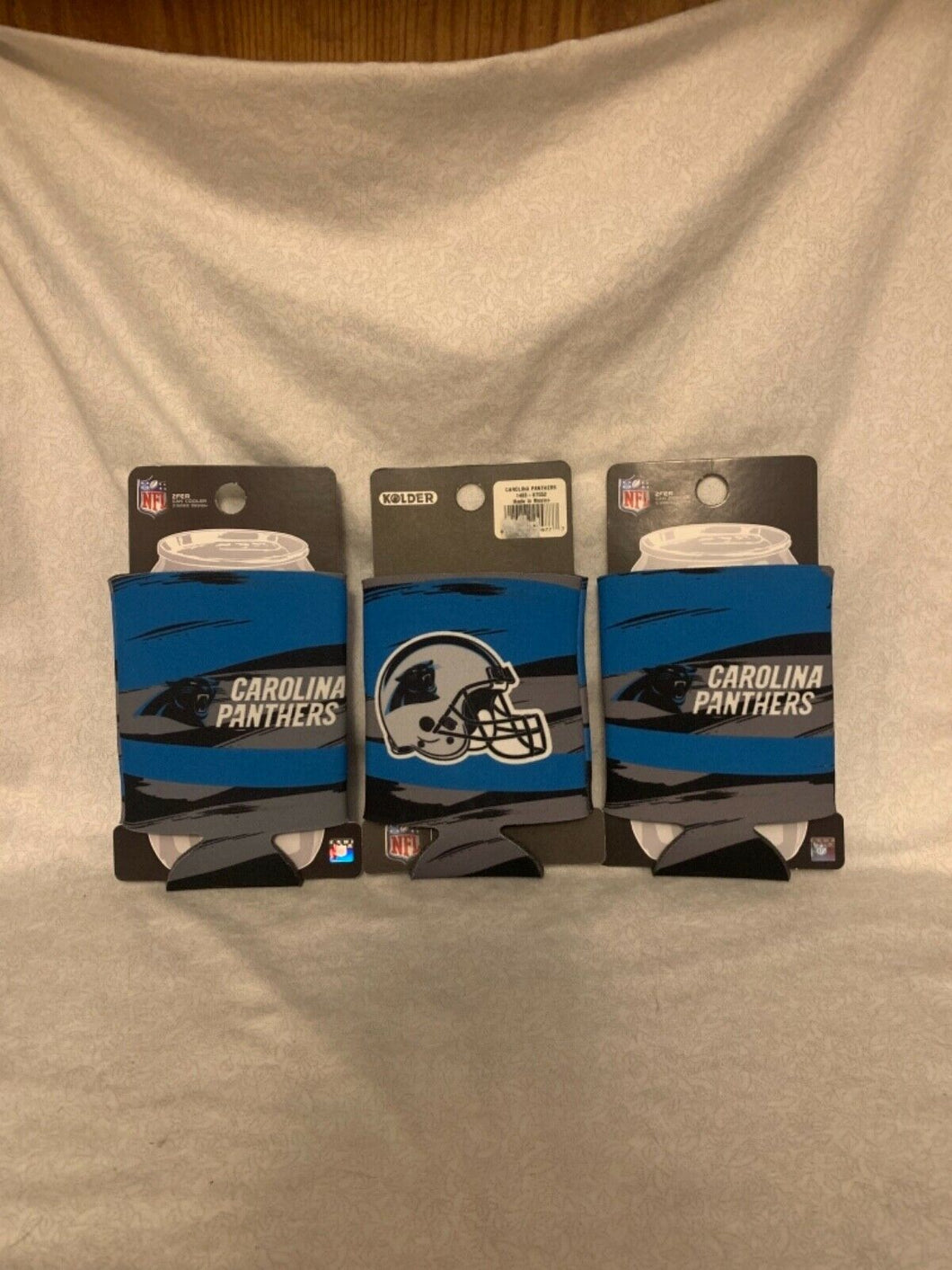 Carolina Panthers NFL Set Of 3 2-Sided Koozies - Casey's Sports Store