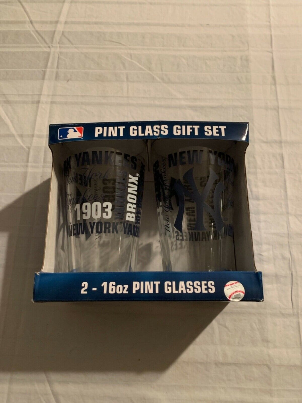 New York Yankees MLB Set of 16oz Pint Glass Cup Mug Boelter - Casey's Sports Store