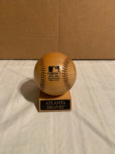 Load image into Gallery viewer, Atlanta Braves MLB 4&quot; Wood Baseball with Stand GBOW - Casey&#39;s Sports Store
