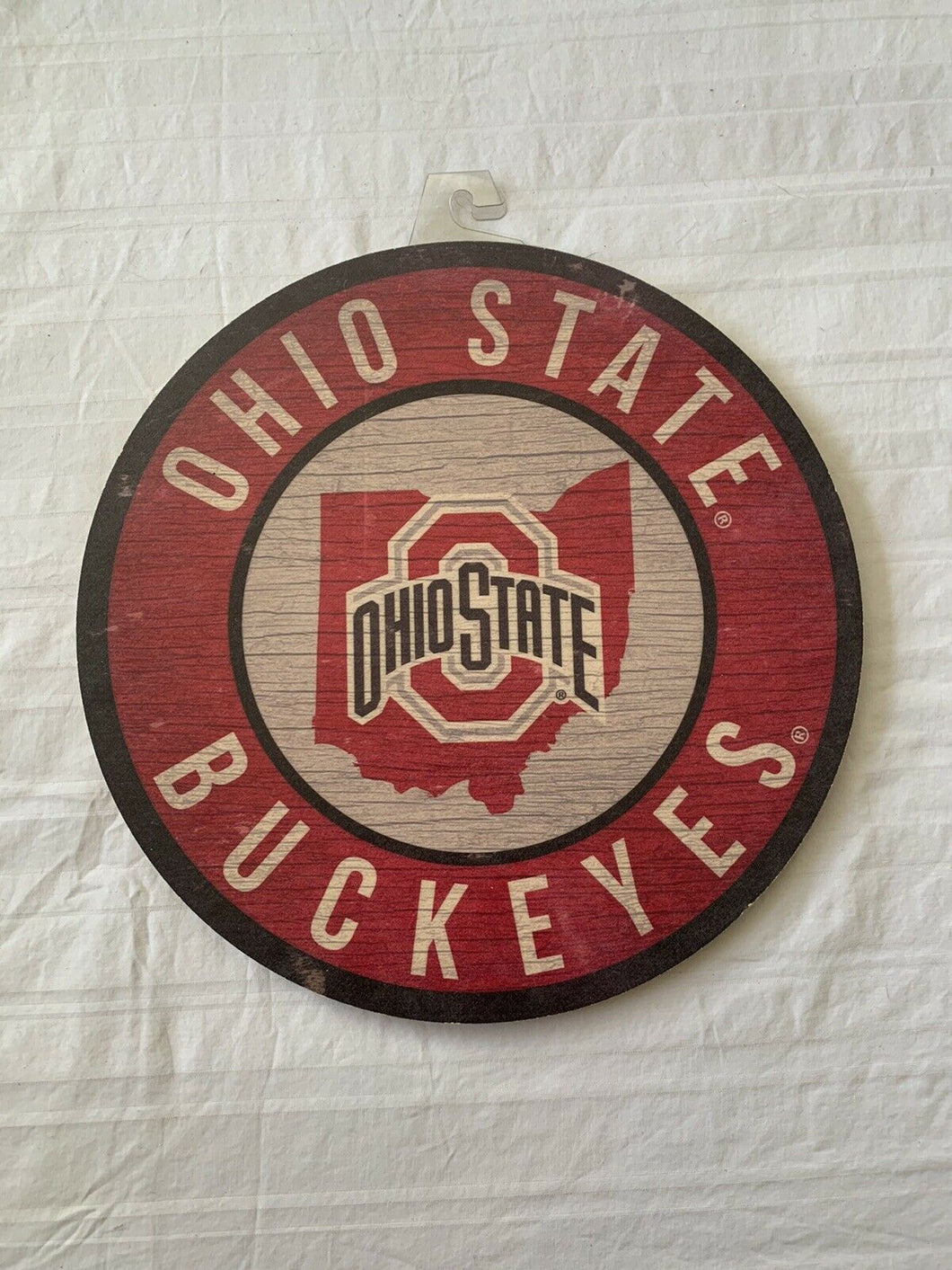 Ohio State Buckeyes NCAA 12 Inch Wood Sign Round State Design - Casey's Sports Store