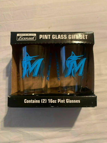 Miami Marlins MLB Set of 16oz Pint Glass Cup Mug Boelter - Casey's Sports Store
