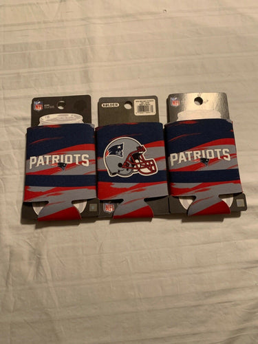 New England Patriots NFL Set Of 3 2-Sided Koozies - Casey's Sports Store