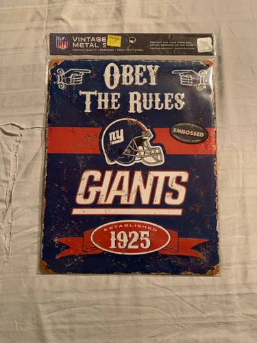 New York Giants NFL Embossed Metal Wall Sign 15