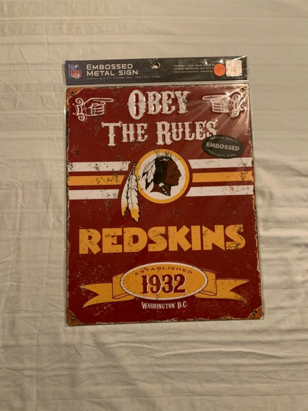 Washington Redskins NFL Embossed Metal Wall Sign 15