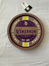 Load image into Gallery viewer, Minnesota Vikings NFL 12 Inch Wood Barrel Sign Round - Casey&#39;s Sports Store
