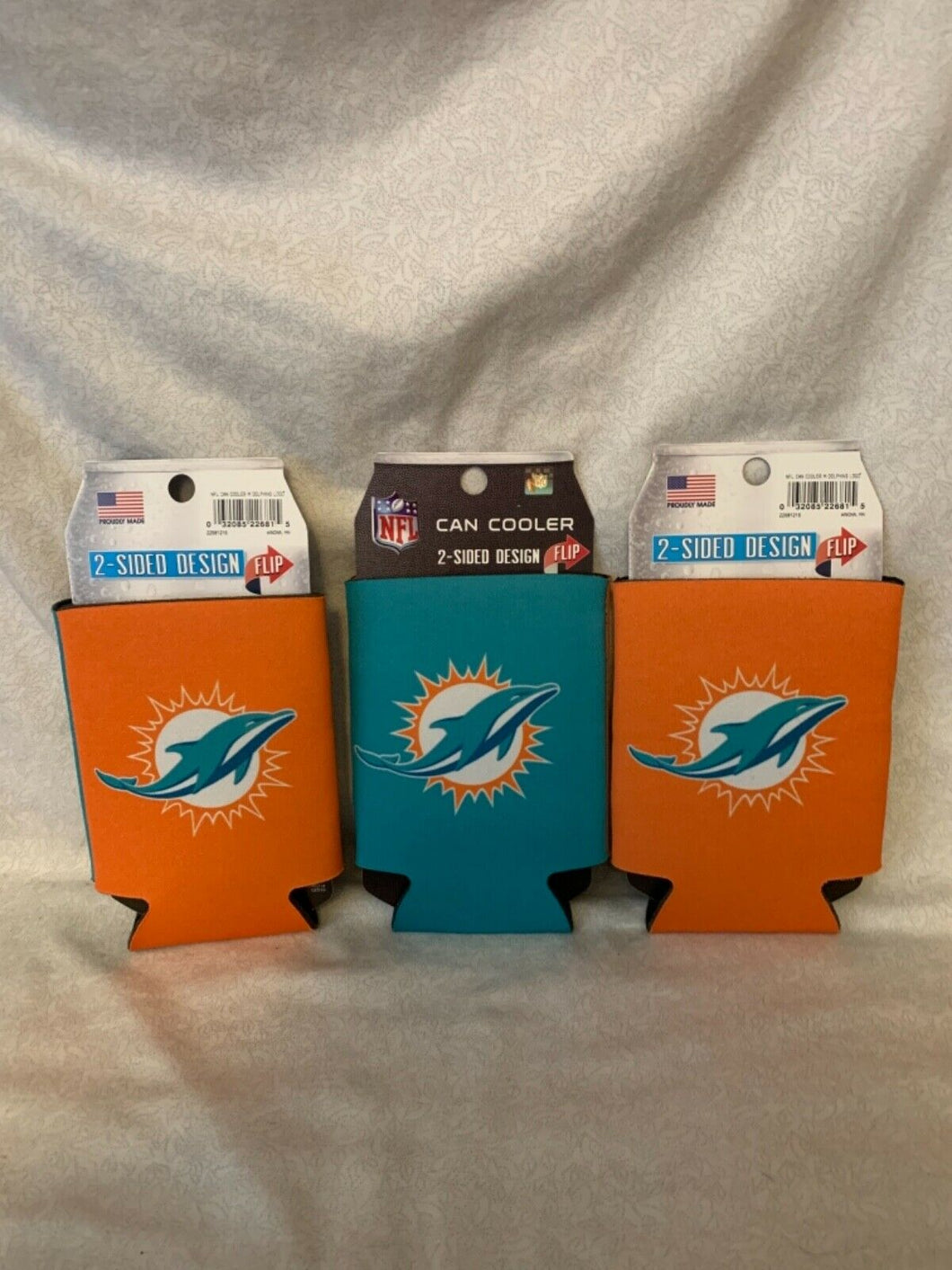 Miami Dolphins NFL Set Of 3 2-Sided Koozies - Casey's Sports Store