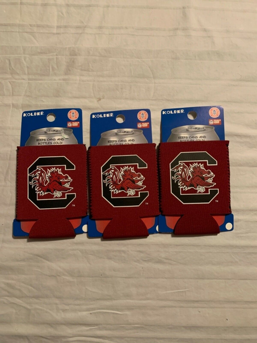 South Caroina Gamecocks NCAA Set of 3 1-Sided Koozies Kolder - Casey's Sports Store