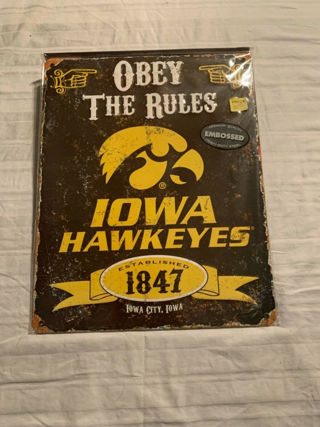 Iowa Hawkeyes NCAA Embossed Metal Wall Sign 15