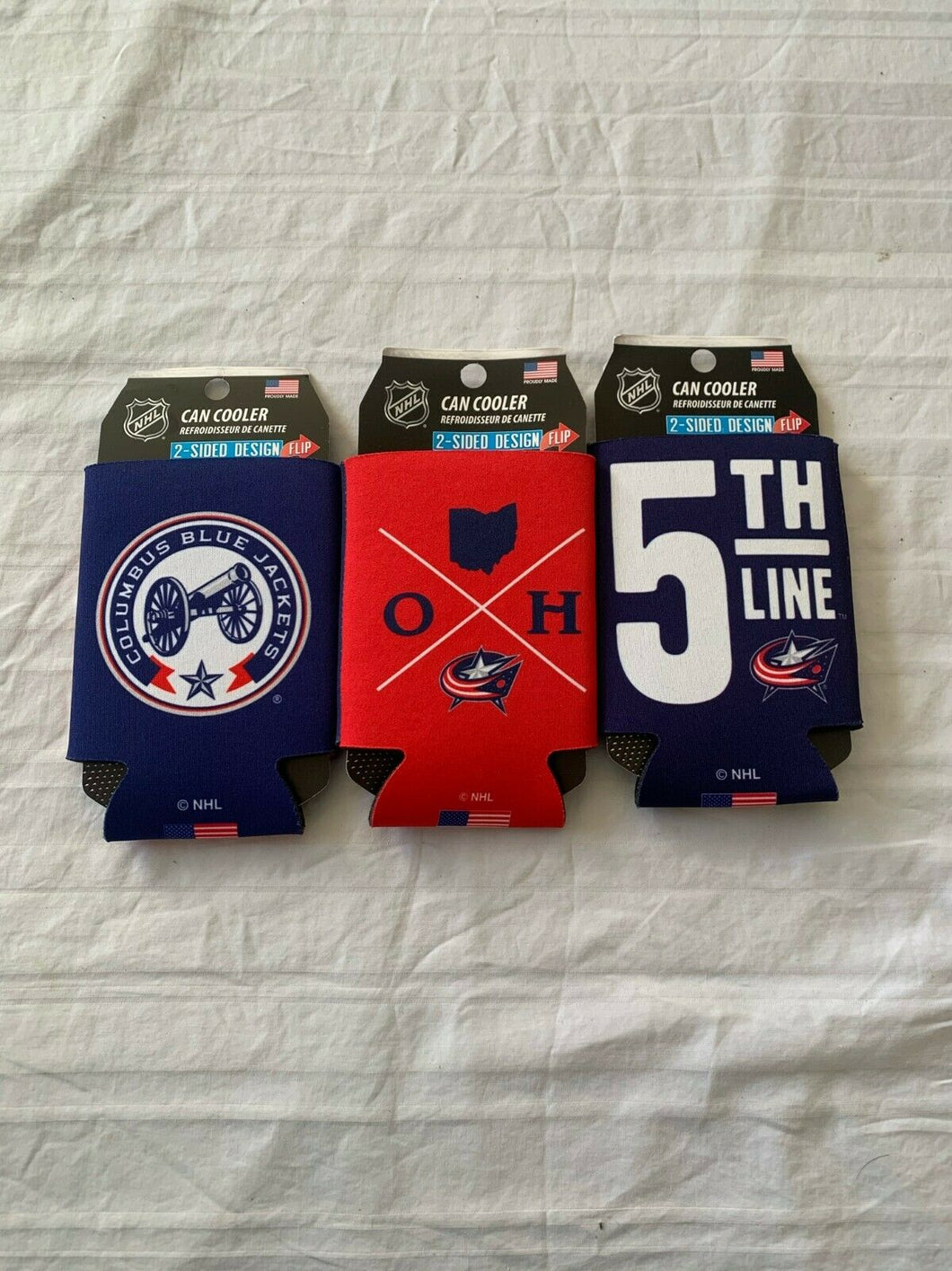 Columbus Blue Jackets NHL Set Of 3 2-Sided Koozies - Casey's Sports Store