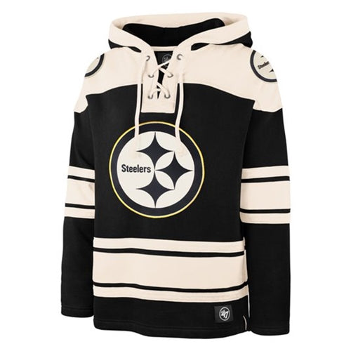 Pittsburgh Steelers NFL '47 Brand Jet Black Superior Lacer Men's Hoodie - Casey's Sports Store