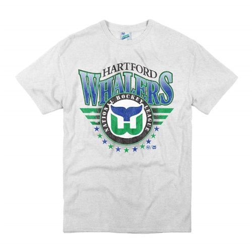 Hartford Whalers Vintage NHL '47 Brand White Lift Off Tubular Men's Tee Shirt - Casey's Sports Store