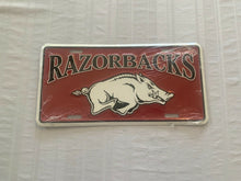 Load image into Gallery viewer, Arkansas Razorbacks NCAA Metal License Plate - Casey&#39;s Sports Store
