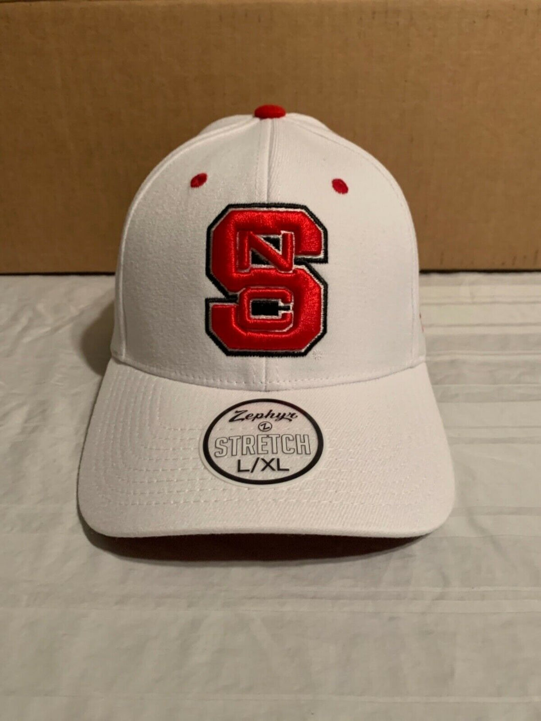 North Carolina State Wolfpack NCAA Zephyr Stretch Fit Size XL White Hat Cap - Casey's Sports Store