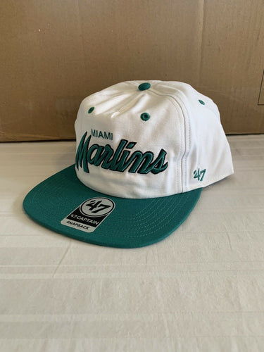 Miami Marlins MLB Cooperstown Script Two Tone '47 Brand Captain Snapback Hat - Casey's Sports Store