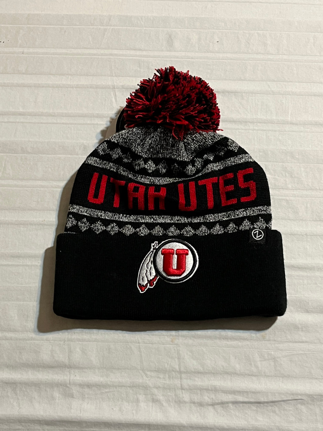 Utah Utes NCAA Zephyr Black Beanie Knit Ski Cap Hat - Casey's Sports Store