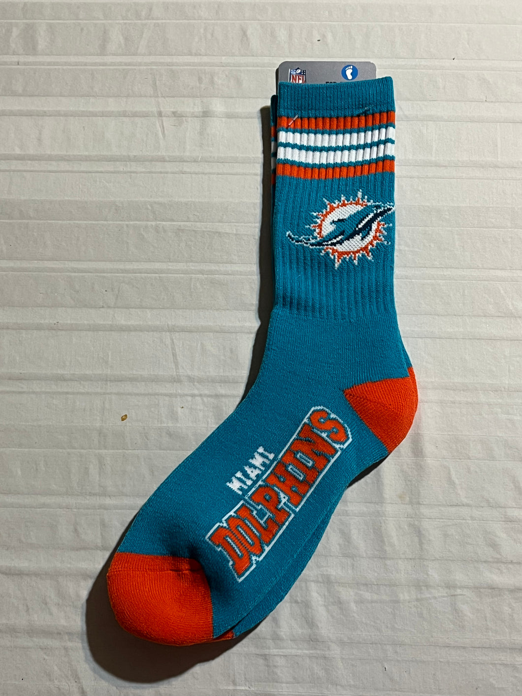 Miami Dolphins NFL FBF Team Color Stripe Large Pair of Socks - Casey's Sports Store