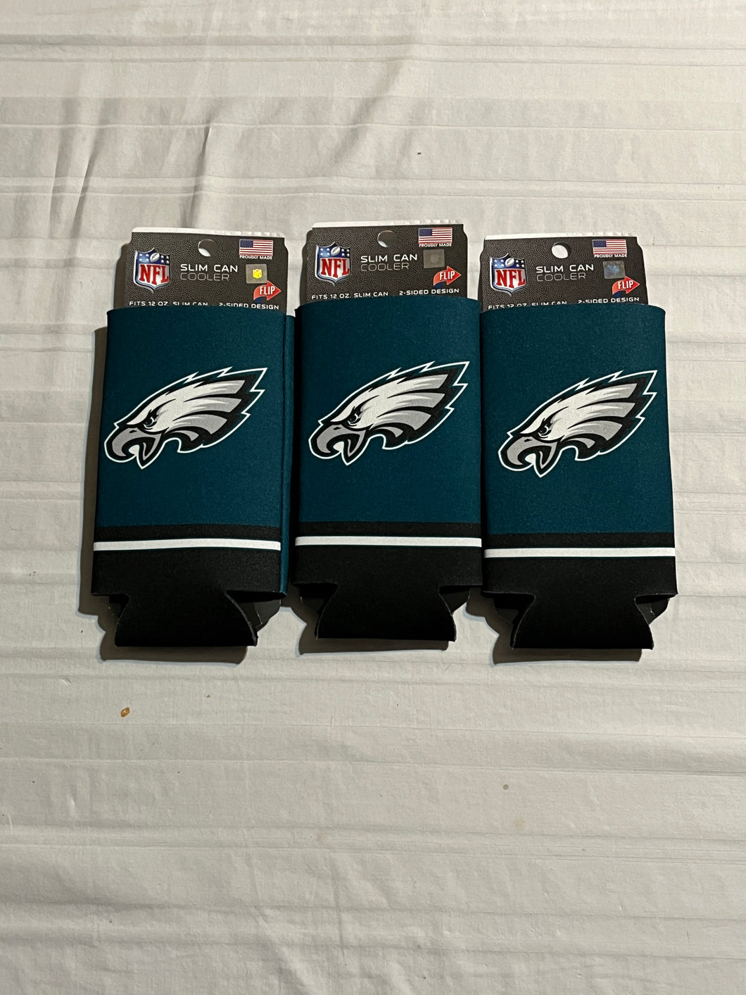 Philadelphia Eagles NFL Set Of 3 2-Sided Koozies Coozies Slim Can Cooler - Casey's Sports Store