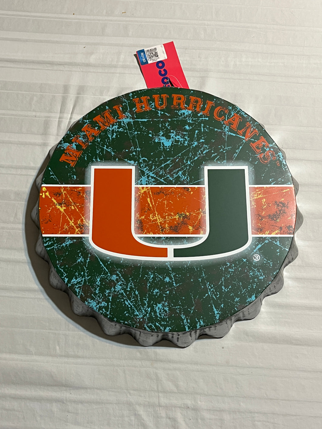 Miami Hurricanes NCAA Wall Bottle Cap Sign 13” Forever Collectibles - Casey's Sports Store