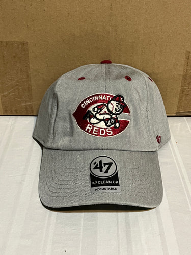 Cincinnati Reds Throwback MLB '47 Gray Clean Up Adjustable Strapback Hat - Casey's Sports Store