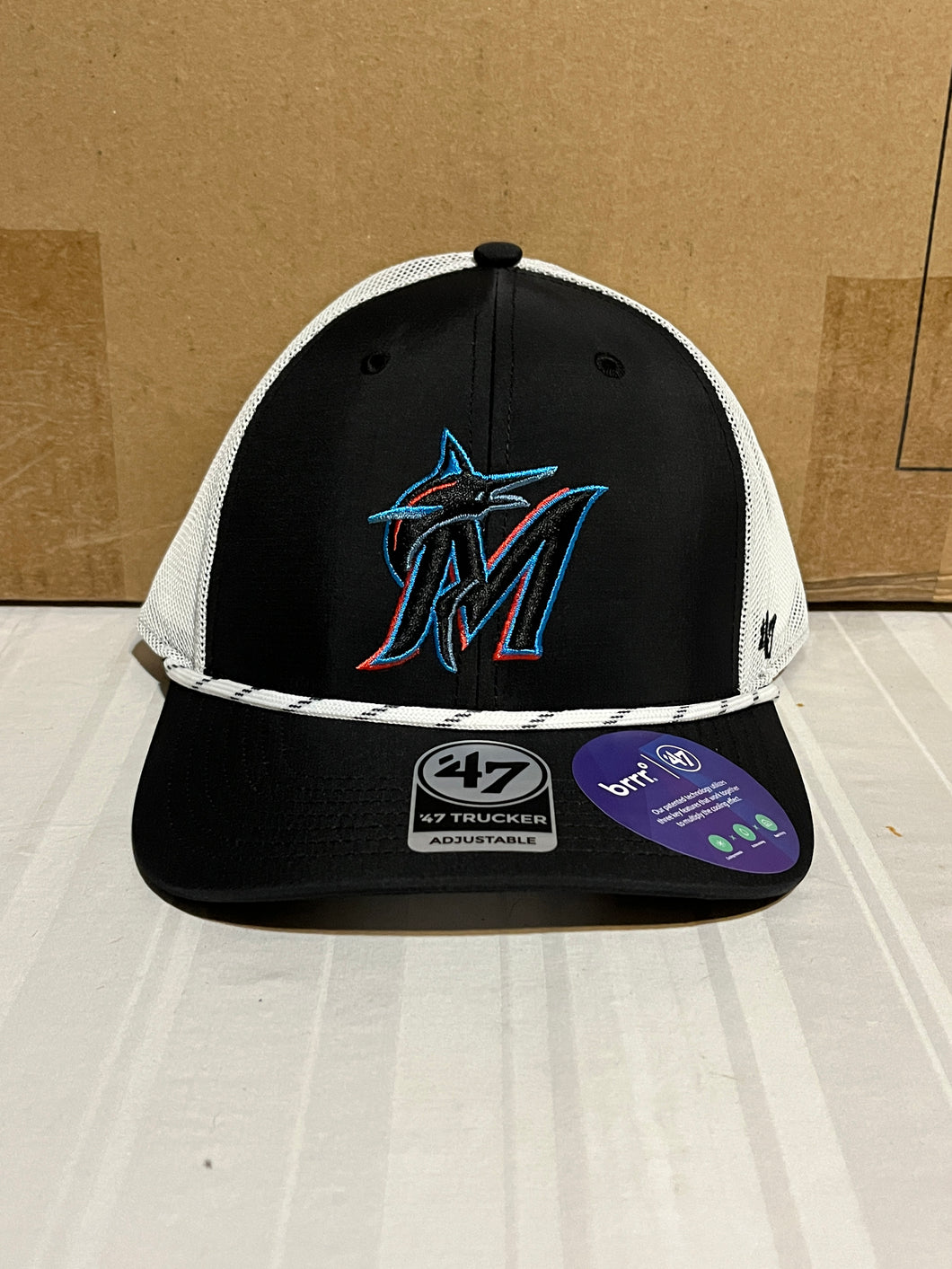 Miami Marlins MLB '47 Black MVP Adjustable Snapback Mesh Hat - Casey's Sports Store