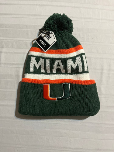 Miami Hurricanes NCAA Fan Favorite Green Winter Beanie Knit Ski Cap Hat - Casey's Sports Store