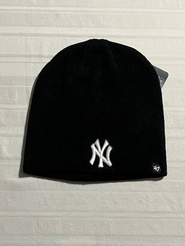 New York Yankees MLB '47 Brand Black Small Winter Beanie Knit Ski Cap Hat - Casey's Sports Store