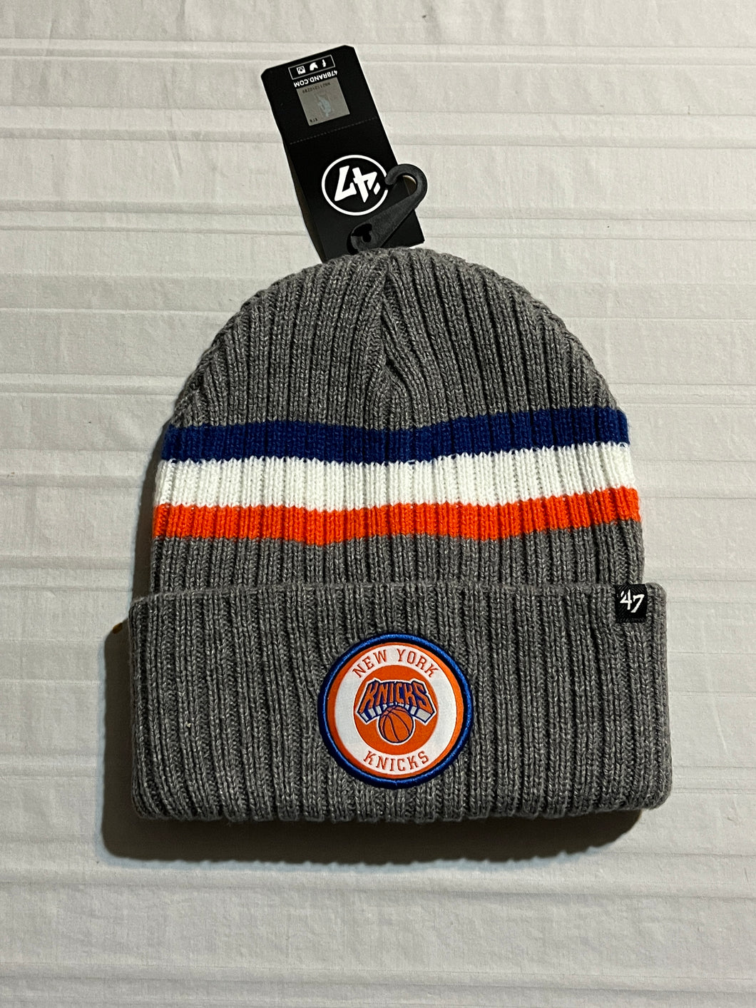 New York Knicks NBA '47 Brand Grey Winter Ski Knit Cuff Cap Beanie - Casey's Sports Store