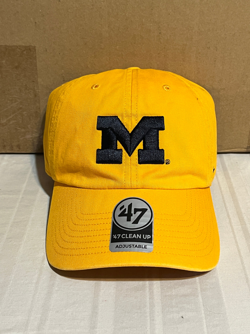 Michigan Wolverines NCAA '47 Brand Yellow Clean Up Adjustable Strapback Hat - Casey's Sports Store