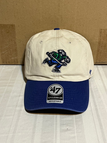 Vancouver Canucks NHL '47 Brand Throwback Clean Up Tan Two Tone Adjustable Hat - Casey's Sports Store