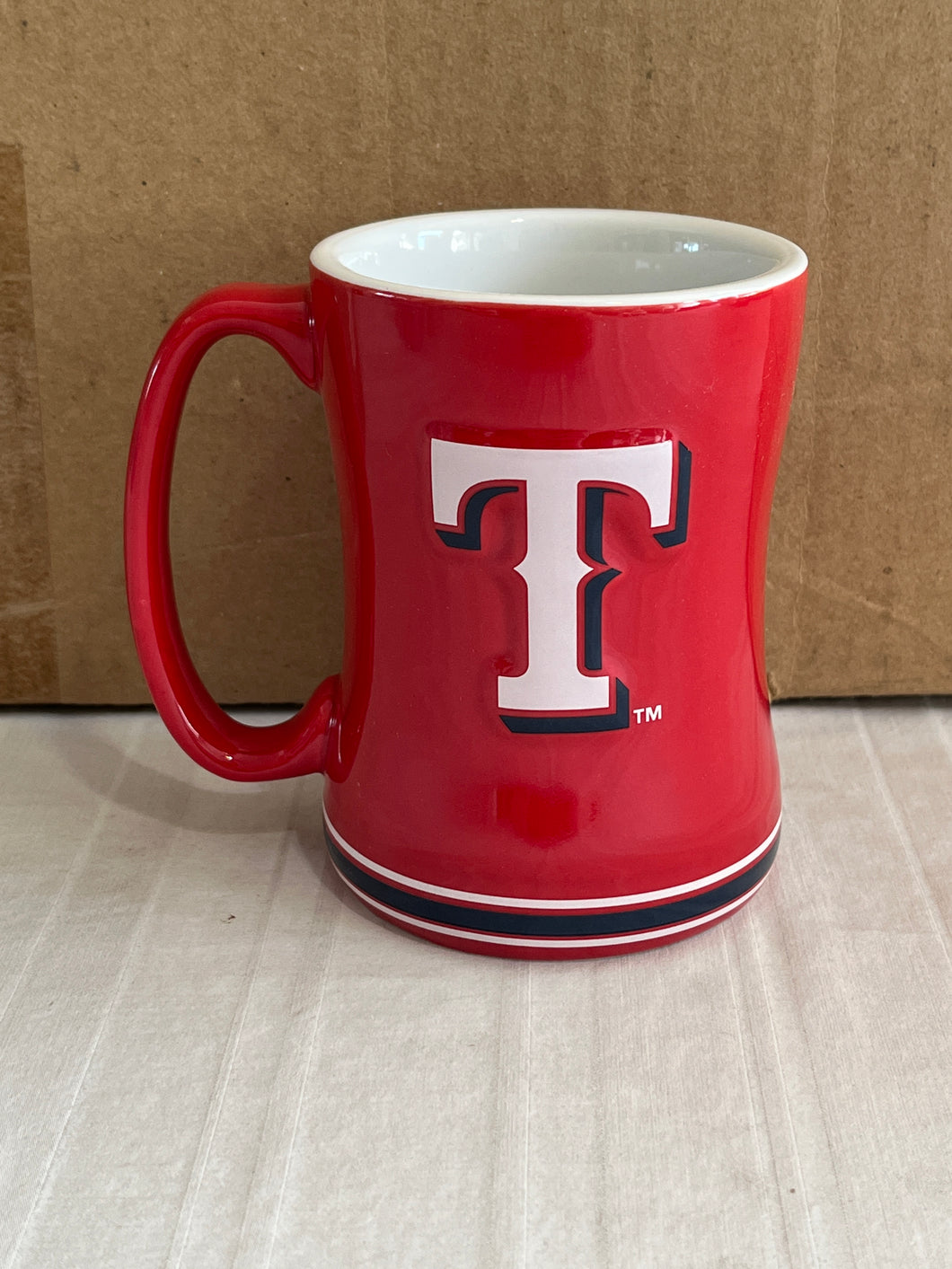 Texas Rangers MLB Logo Brands Red 14oz Mug Cup - Casey's Sports Store