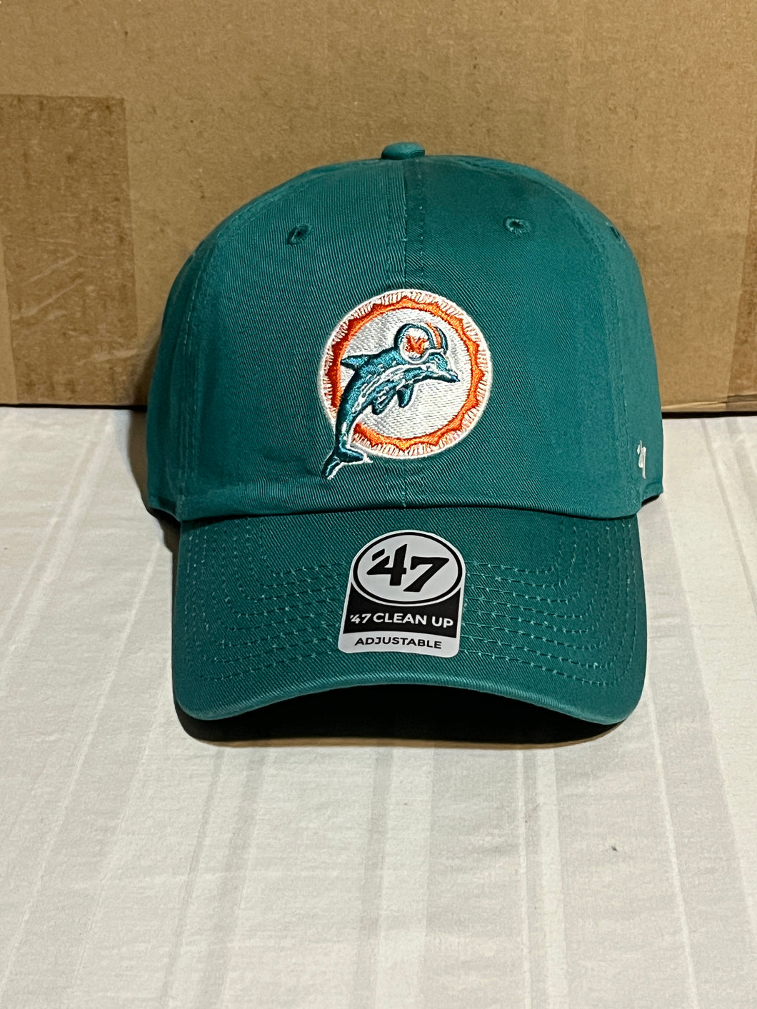 Miami Dolphins NFL '47 Throwback Brand Teal Clean Up Adjustable Strapback Hat - Casey's Sports Store