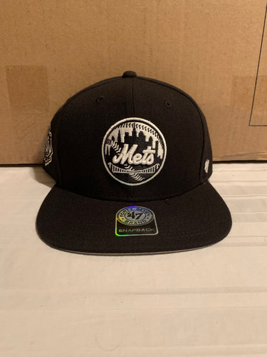 New York Mets MLB '47 Brand Black Sure Shot Two Tone Captain Snapback Hat - Casey's Sports Store