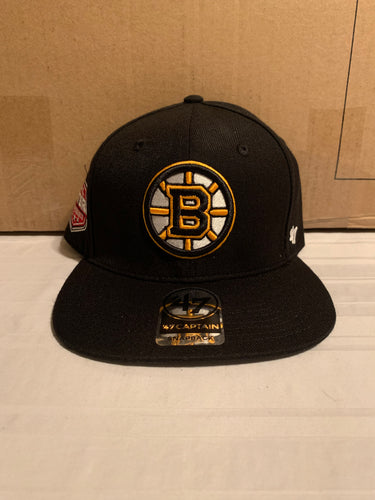 Boston Bruins NHL '47 Brand Black Sure Shot Captain Snapback Hat - Casey's Sports Store