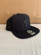 Load image into Gallery viewer, Philadelphia Phillies MLB &#39;47 Brand Black Sure Shot Captain Snapback Hat - Casey&#39;s Sports Store
