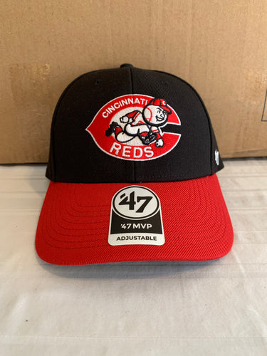 Cincinnati Reds Cooperstown MLB '47 Brand Black Two Tone MVP Adjustable Hat - Casey's Sports Store