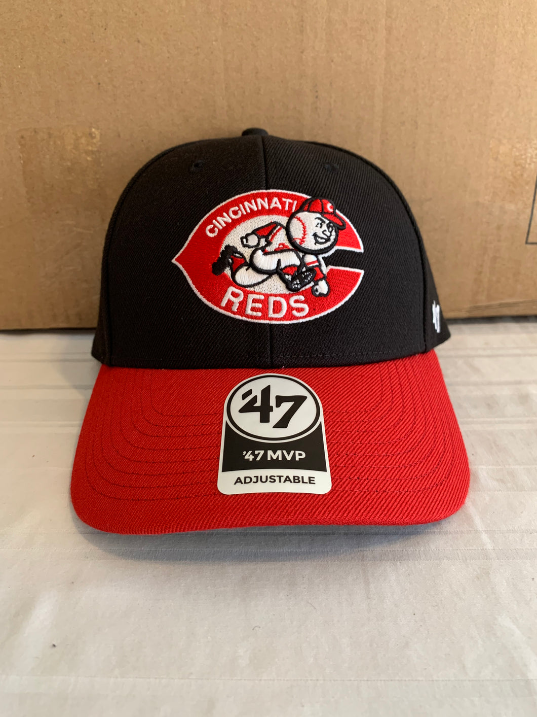 Cincinnati Reds Cooperstown MLB '47 Brand Black Two Tone MVP Adjustable Hat - Casey's Sports Store