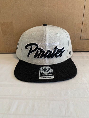 Pittsburgh Pirates MLB '47 Brand Grey Street Script Captain Snapback Hat - Casey's Sports Store