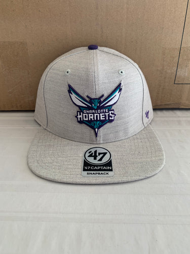 Charlotte Hornets NBA '47 Brand Gray Boreland Captain Adjustable Snapback Hat - Casey's Sports Store