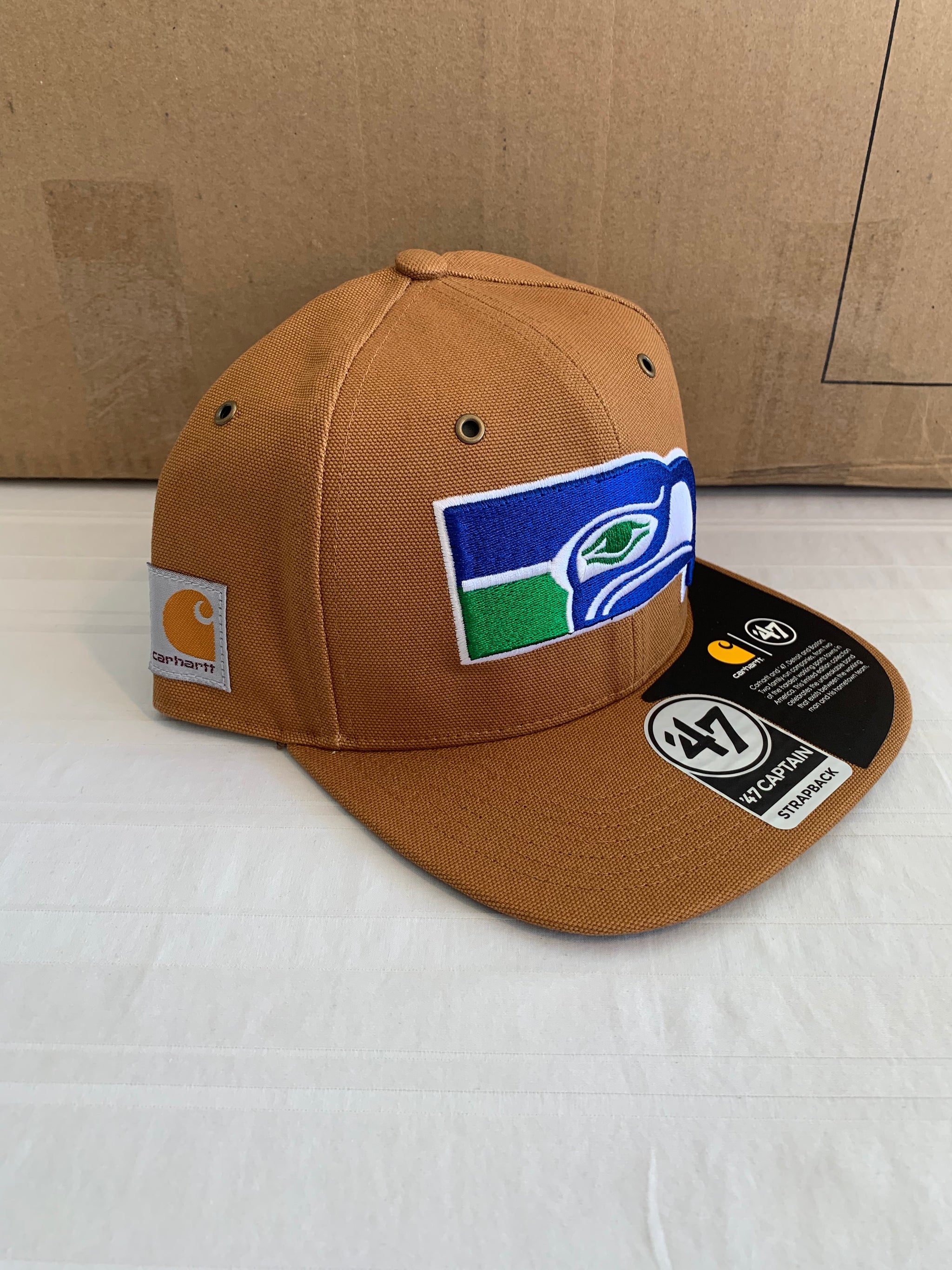 Seattle Seahawks NFL 47 Brand Carhartt Mens Brown Captain Strapback Hat Casey s Sports Store