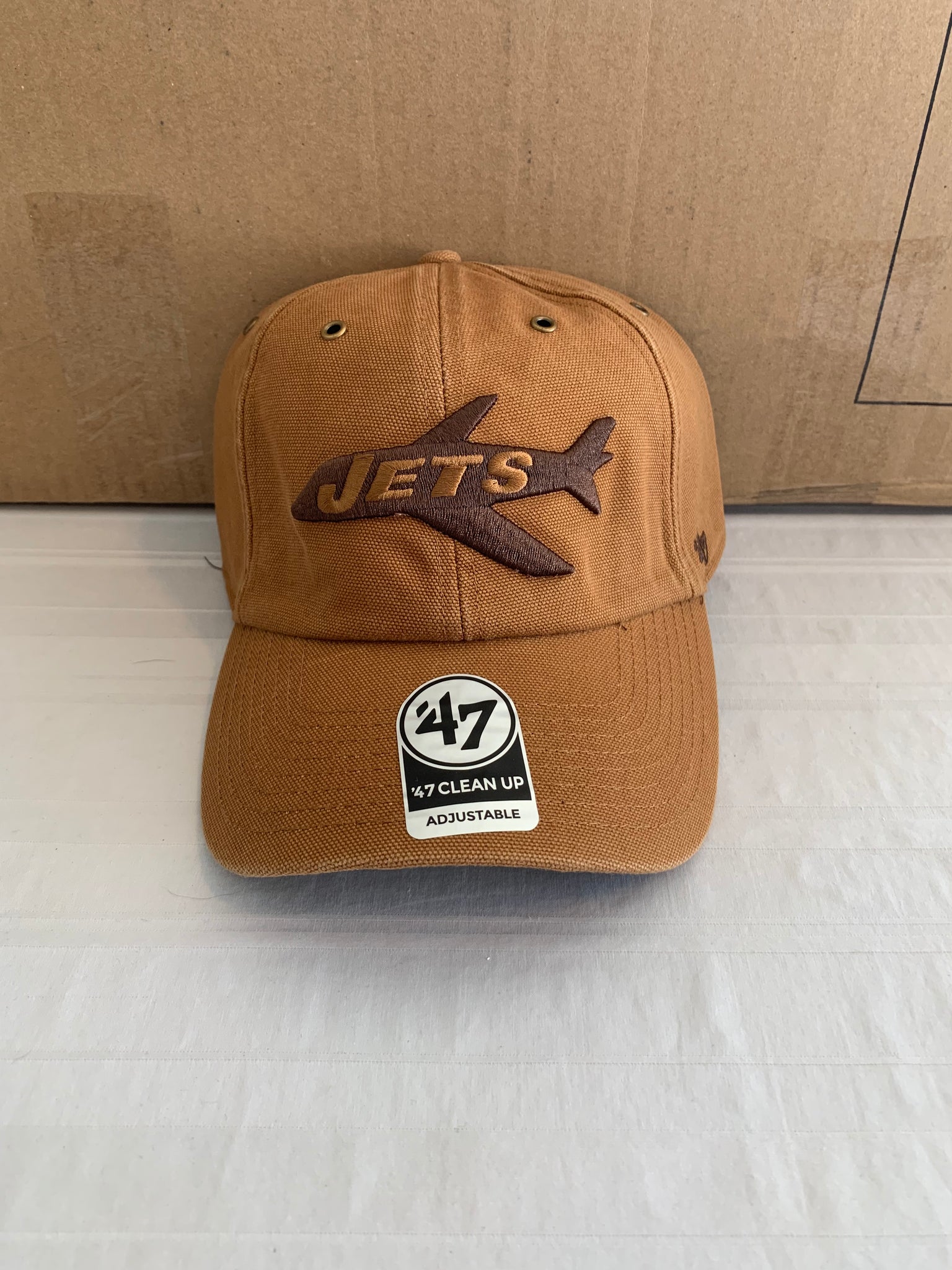 New York Jets Throwback NFL '47 Brand Carhartt Mens Brown Clean Up  Adjustable Hat