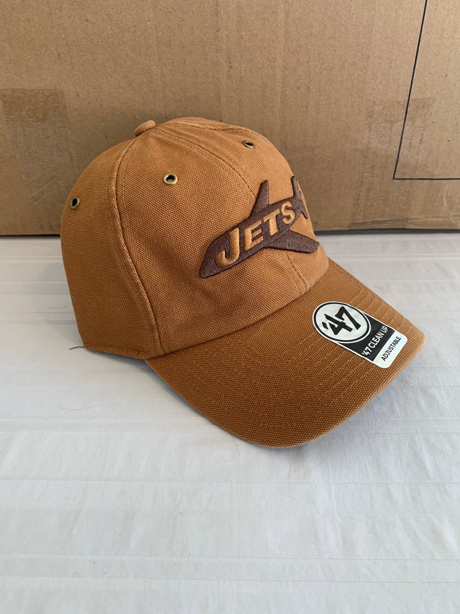 Men's Carhartt x '47 Brown New York Jets Alternate Logo Clean-Up Adjustable  Hat