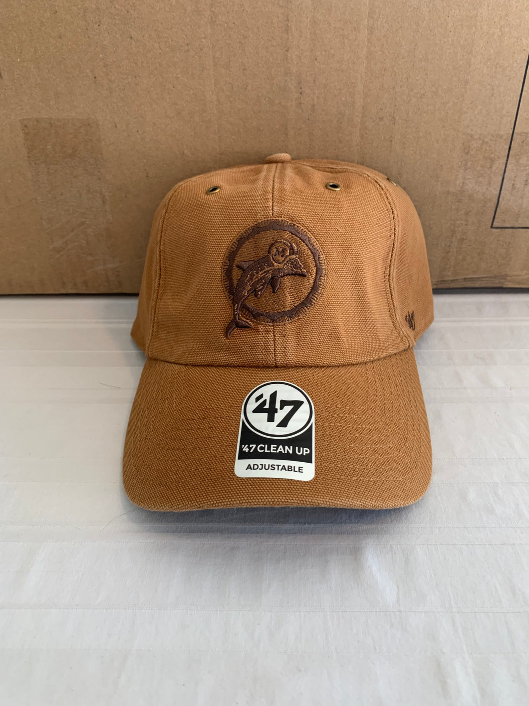 Miami Dolphins Legacy NFL '47 Brand Carhartt Mens Brown Clean Up Adjustable Hat - Casey's Sports Store