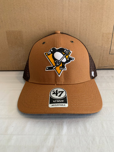 Pittsburgh Penguins NHL '47 Carhartt Mens Mesh Brown MVP Adjustable Hat Cap - Casey's Sports Store